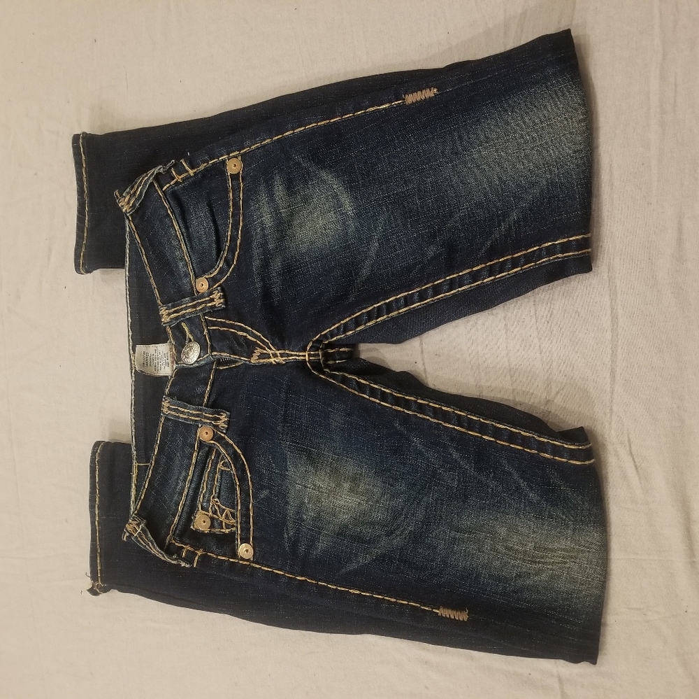 True Religion Multicolored Stitching Jeans.